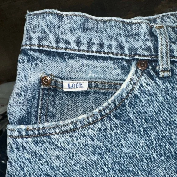 Vintage Lee Storm Rider Acid Wash Jeans Mens 34x28 USA Made Blue Denim 80s